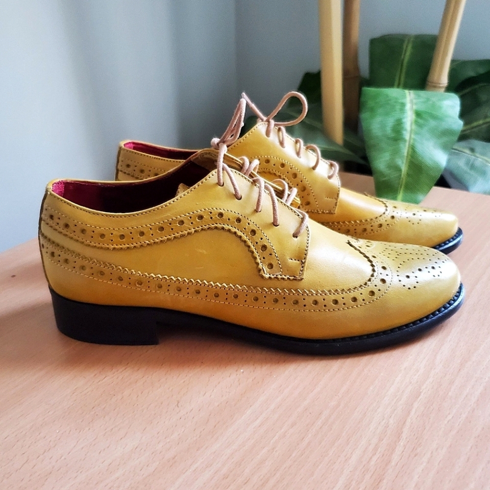 NEW | Yellow Otisopse Leather Derby Shoes | Sz 37 EU / 6.5 US